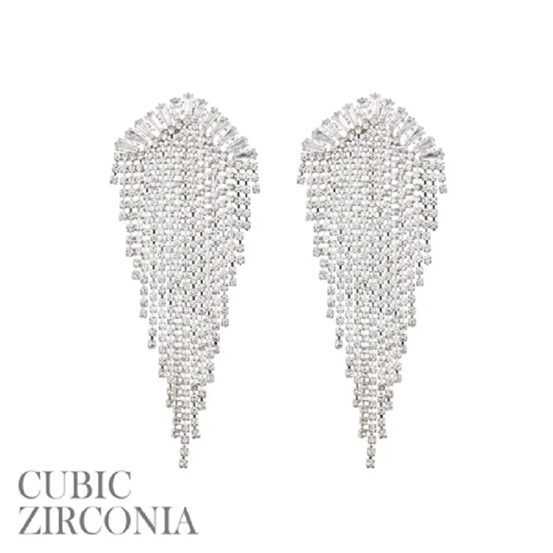 SILVER EARRINGS CLEAR CZ CUBIC ZIRCONIA STONES ( 27122 CRS ) sold by Oh My Jewelry