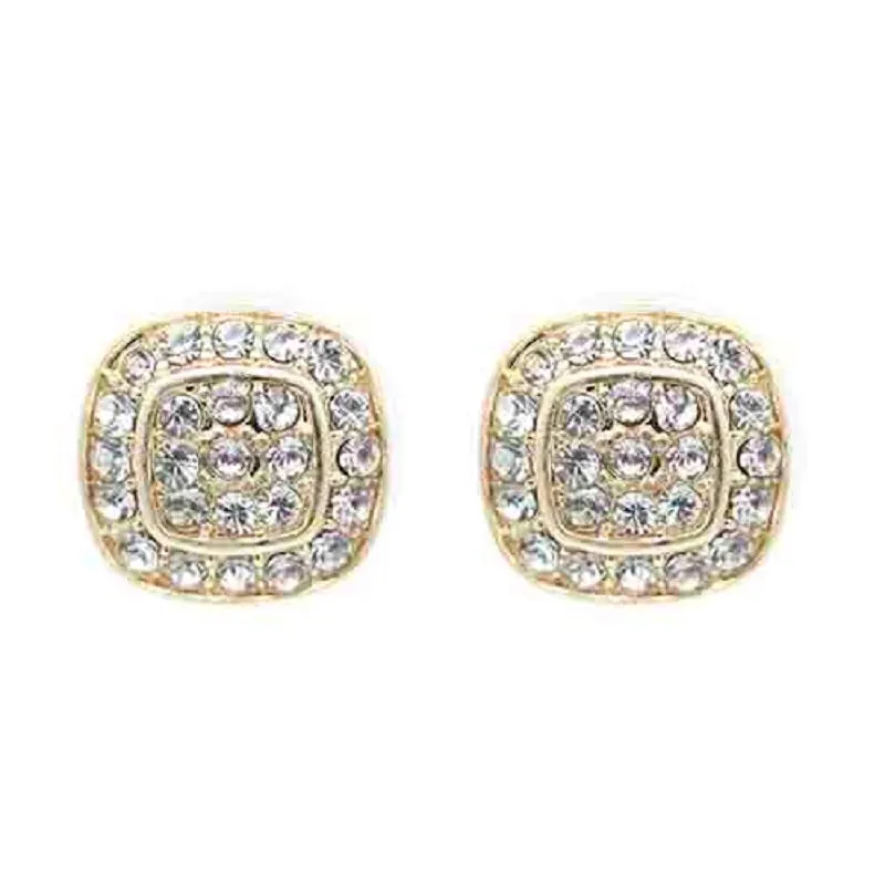 GOLD STUD EARRINGS CLEAR STONES ( 4220 GDCL ) sold by Oh My Jewelry