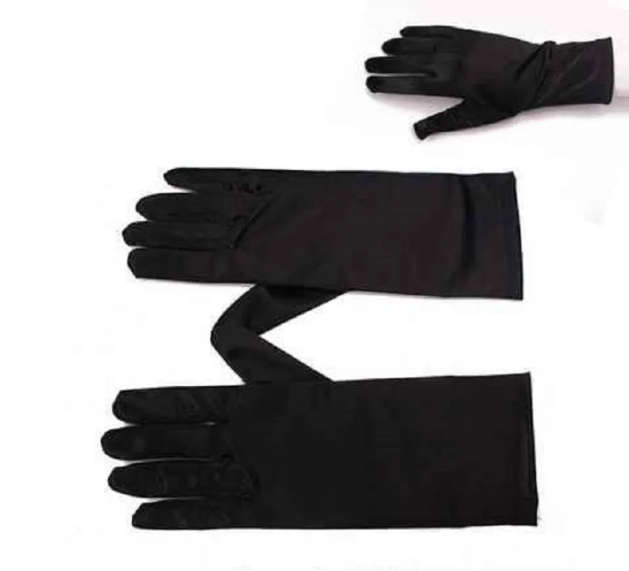 9" Black Satin Gloves ( GLV 24 BK ) sold by Oh My Jewelry
