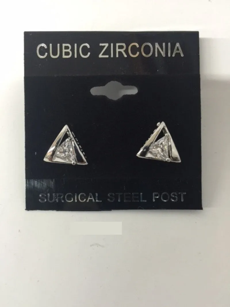 SILVER CUBIC ZIRCONIA CZ EARRINGS ( 0064 3C ) sold by Oh My Jewelry