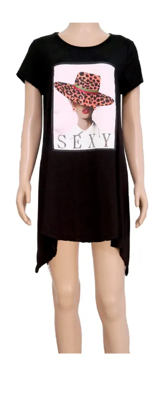 BLACK SHIRT SEXY HAT WOMAN PLUS SIZE ( 0112 TPBK PLUS ) sold by Oh My Jewelry