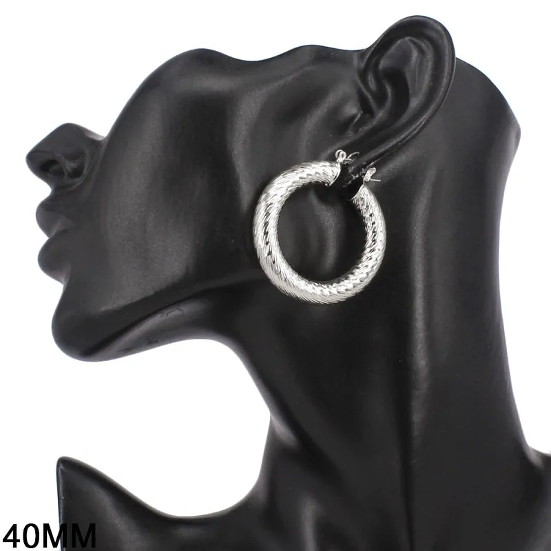 40mm SILVER HOOP EARRINGS ( 7134 40 RD ) sold by Oh My Jewelry