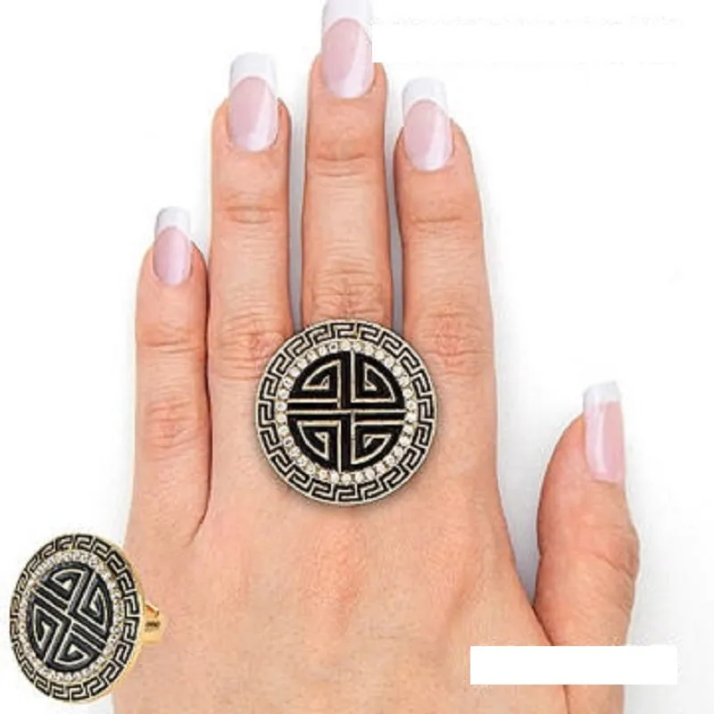 GOLD ROUND CLEAR STONES STRETCH RING ( 2989 ) sold by Oh My Jewelry