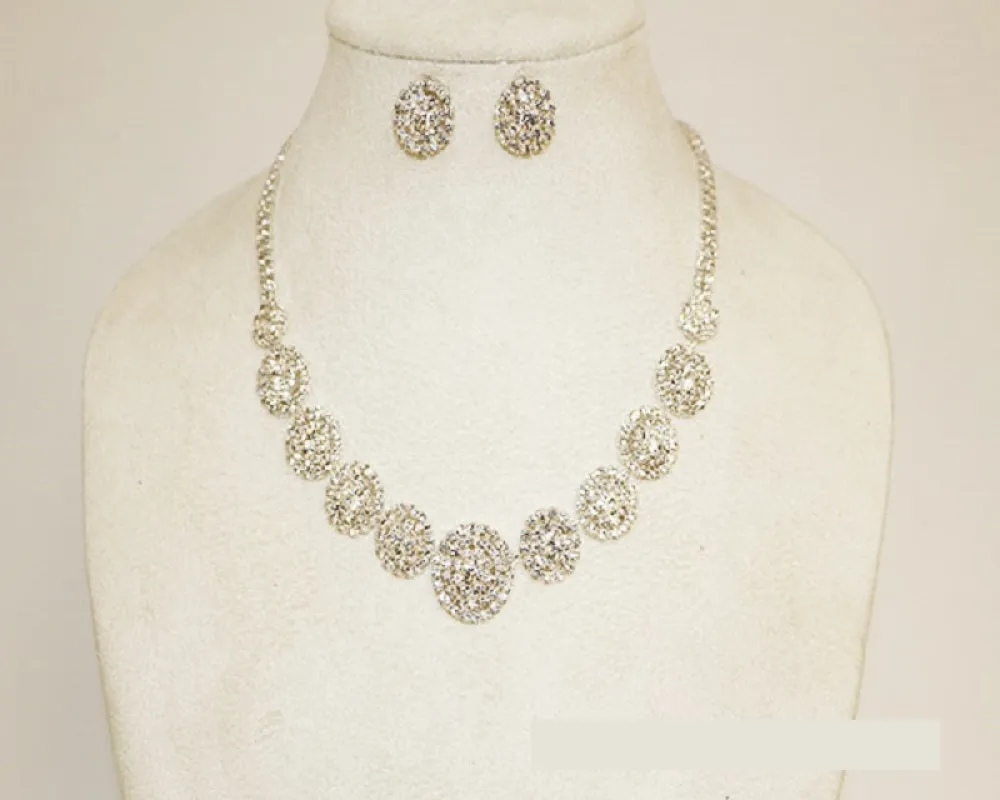 SILVER NECKLACE SET CLEAR STONES ( 1054 SCRY ) sold by Oh My Jewelry