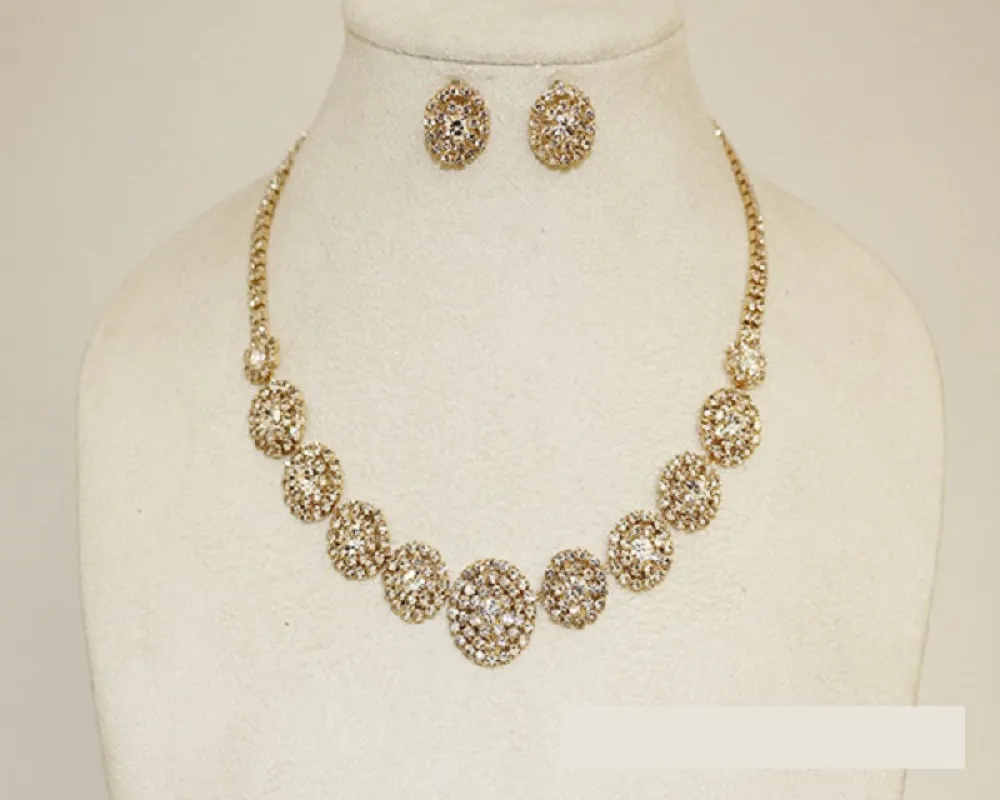 GOLD NECKLACE SET CLEAR STONES ( 1054 GCRY ) sold by Oh My Jewelry