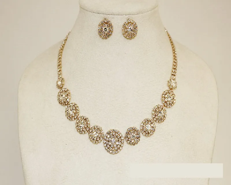 GOLD NECKLACE SET CLEAR STONES ( 1054 GCRY ) sold by Oh My Jewelry