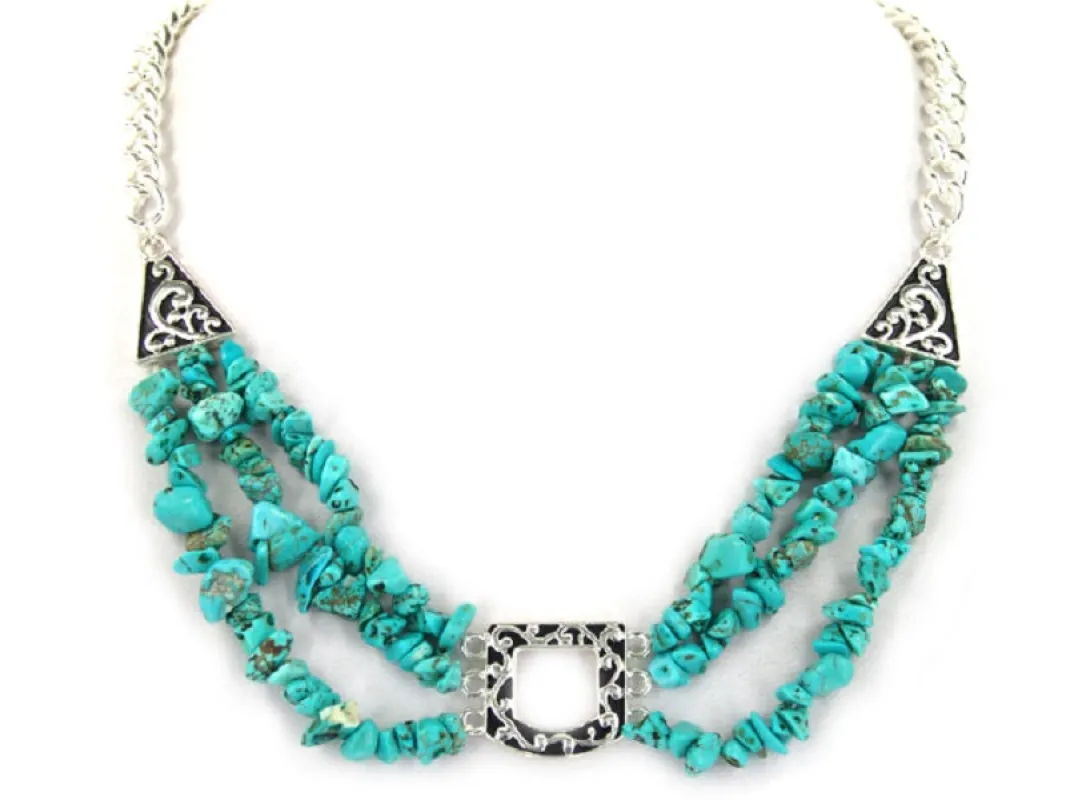 SILVER TURQUOISE STONE NECKLACE ( 0302 ASTQ ) sold by Oh My Jewelry