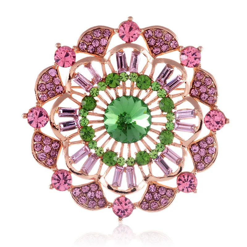 GOLD BROOCH PINK GREEN STONES ( 1472 PNG ) sold by Oh My Jewelry