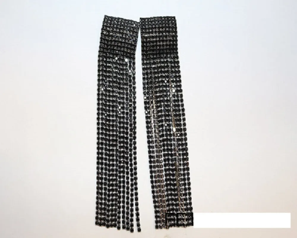 BLACK RHINESTONE DANGLING EARRINGS ( 1621 BKJET ) sold by Oh My Jewelry