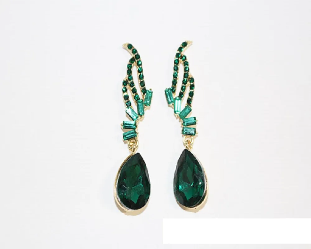 GOLD EARRINGS EMERALD GREEN STONES ( 1487 GEME ) sold by Oh My Jewelry