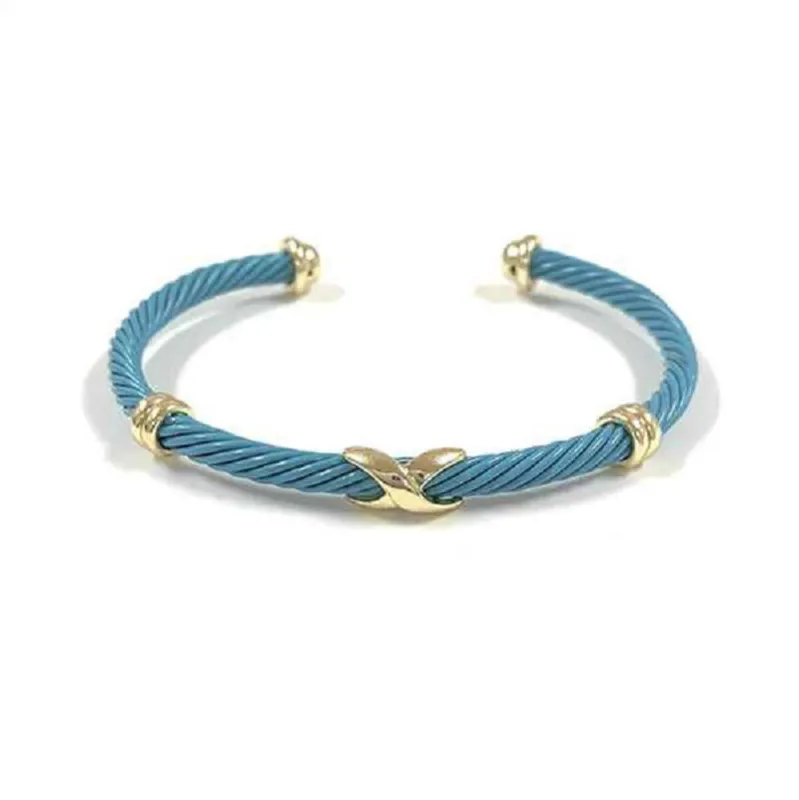 BLUE GOLD CUFF BANGLE X ( 8831 B ) sold by Oh My Jewelry