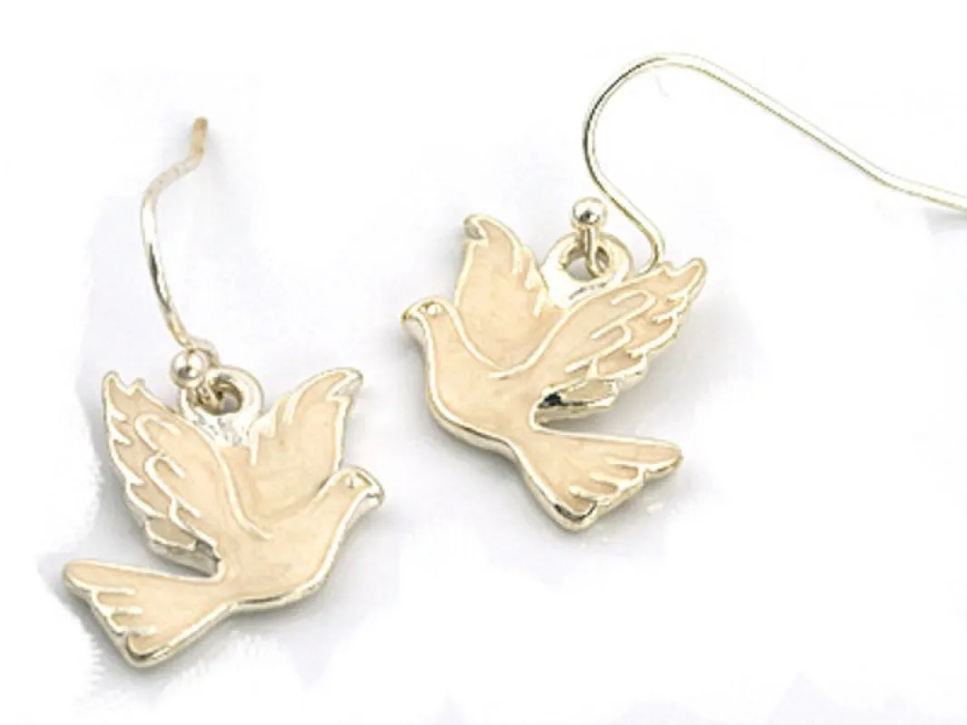 SILVER WHITE BIRD EARRINGS ( 32157 S ) sold by Oh My Jewelry