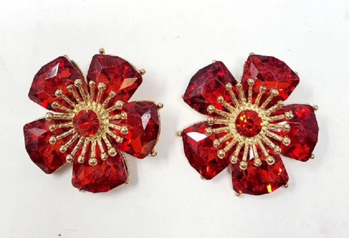 GOLD EARRINGS RED STONES ( 10202 GRD ) sold by Oh My Jewelry