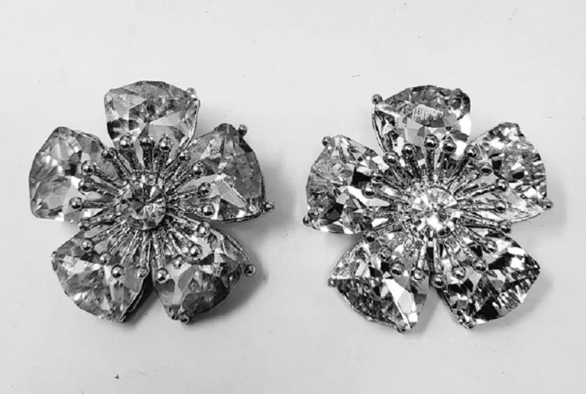 SILVER EARRINGS CLEAR STONES ( 10202 RCL ) sold by Oh My Jewelry