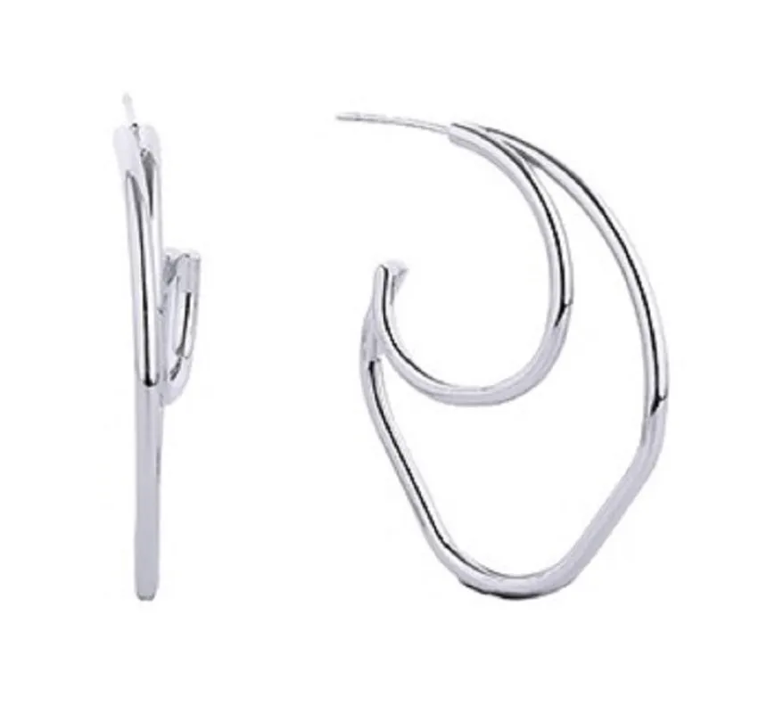 WHITE GOLD DIPPED EARRINGS ( 310448 SLV ) sold by Oh My Jewelry