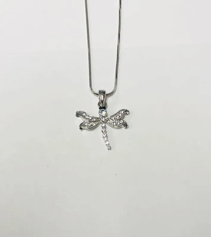 SILVER DRAGONFLY PENDANT NECKLACE ( 7122023 S ) sold by Oh My Jewelry