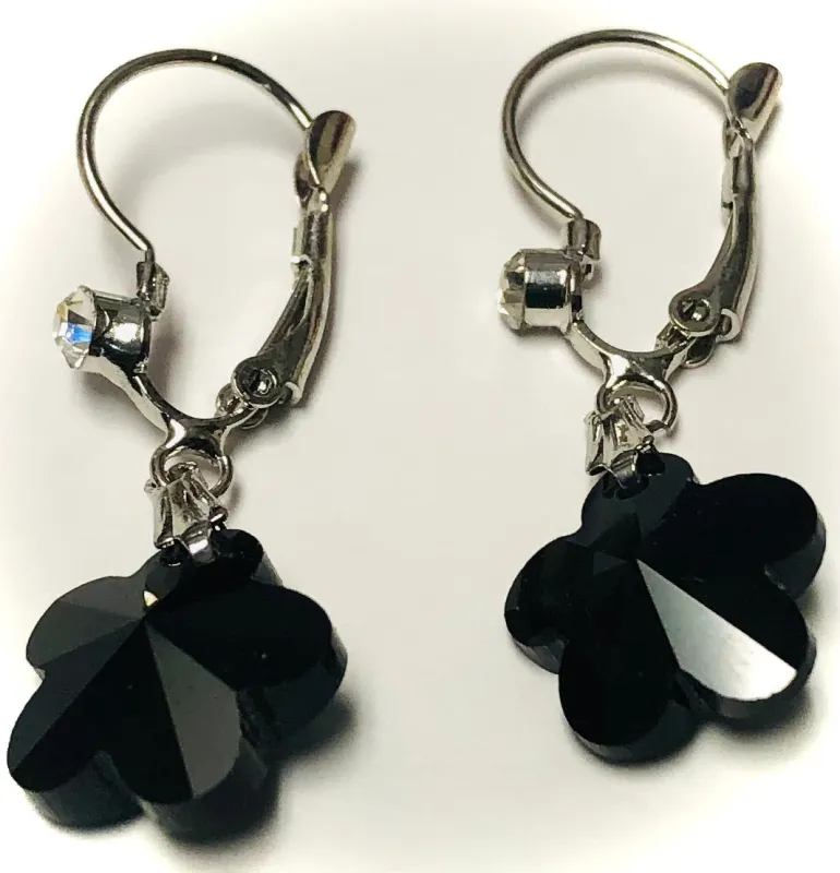 SILVER FLOWER BLACK COLOR STONES ( 46843 BK ) sold by Oh My Jewelry