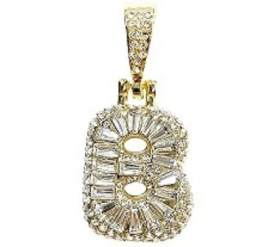 GOLD B INITIAL PENDANT CLEAR STONES ( MSQ B G ) made by Oh My Jewelry