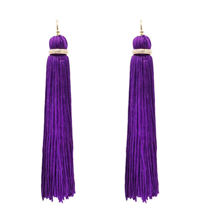Purple Thread Tassel Earrings ( 6079 PUR ) made by Oh My Jewelry