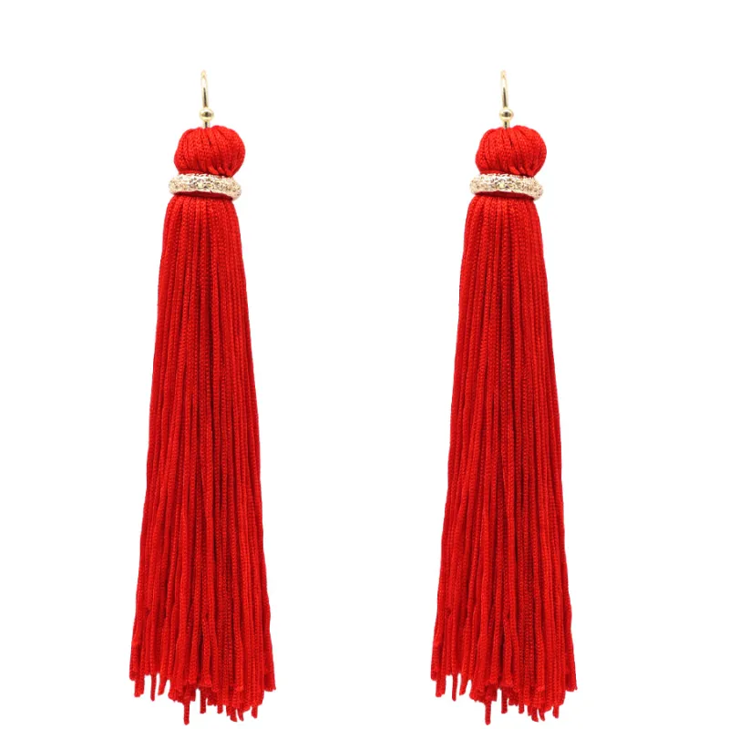 Red Thread Tassel Earrings ( 6079 RE ) sold by Oh My Jewelry