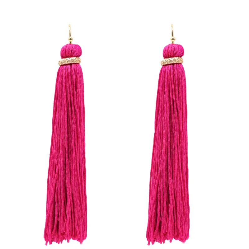 Fuchsia Thread Tassel Earrings ( 6079 FU ) sold by Oh My Jewelry