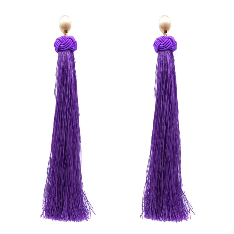 Gold Purple Thread Tassel Earrings ( 6080 PUR ) sold by Oh My Jewelry