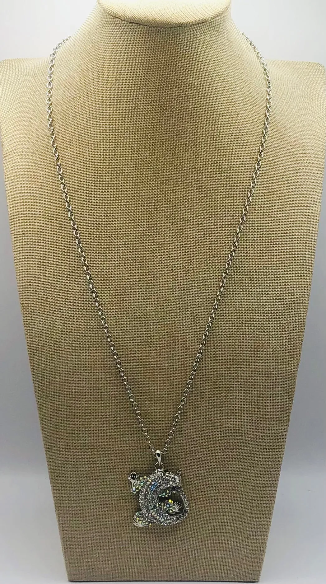 Silver Necklace Gecko Pendant Clear Stones AB Stones ( 9493 PE ) sold by Oh My Jewelry