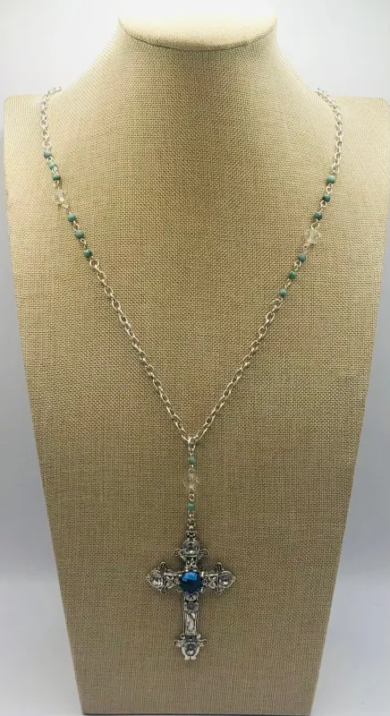 Silver Necklace Cross Pendant ( 41194 -2 ) sold by Oh My Jewelry