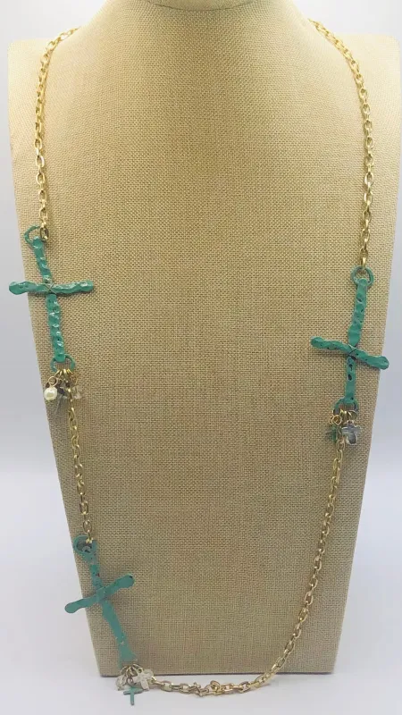 Silver Necklace Turquoise Crosses ( 08744 NCROSS ) sold by Oh My Jewelry