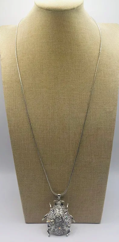 Silver Necklace ladybug Pendant Clear Stones ( 0569 S ) sold by Oh My Jewelry