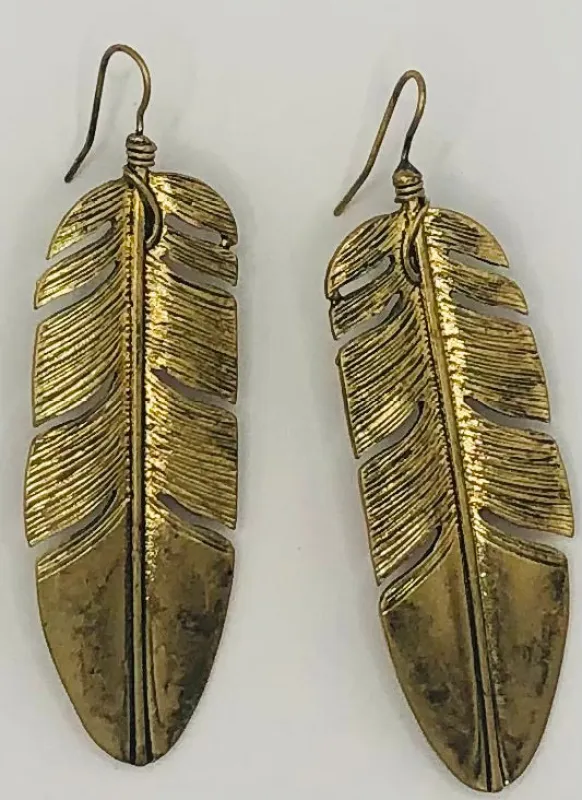 Gold Leaf Earrings ( 375 G ) sold by Oh My Jewelry