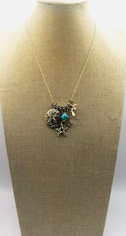 Gold Necklace Sea Life Charms ( 9363 1 ) sold by Oh My Jewelry