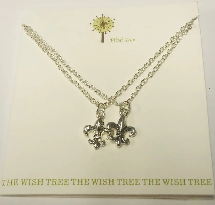 Silver Double Strand Necklace Fleur De Lis ( 9011 TT ) sold by Oh My Jewelry