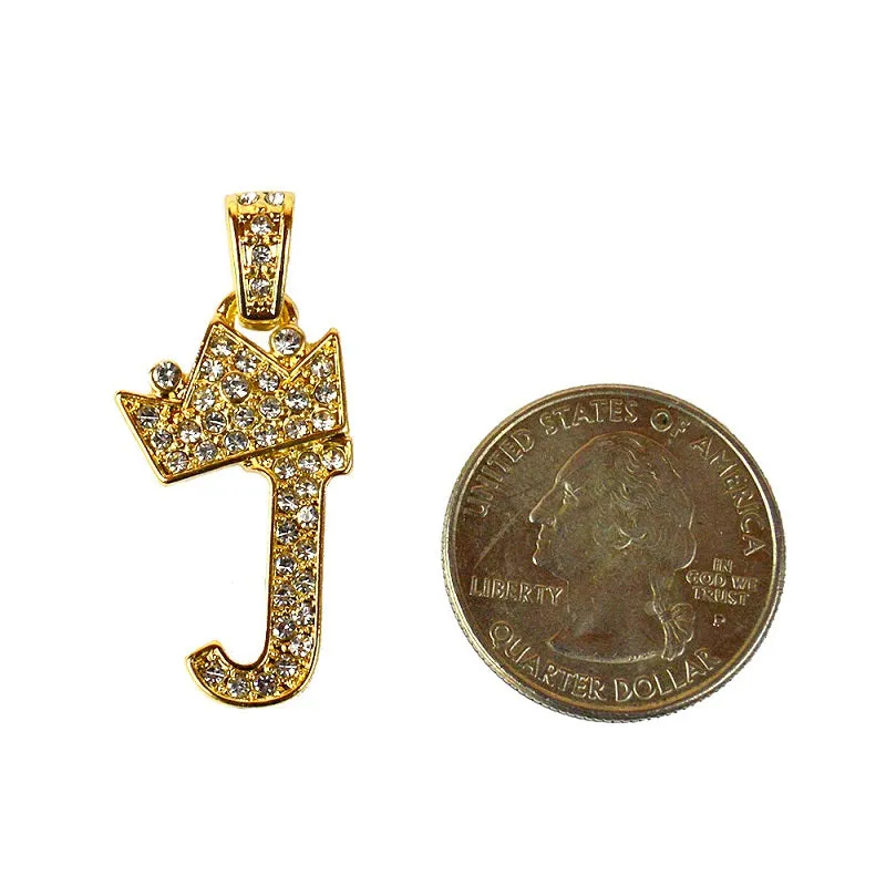 Gold Plated Rope Chain with Clear Rhinestone Initial " J " Charm sold by Oh My Jewelry