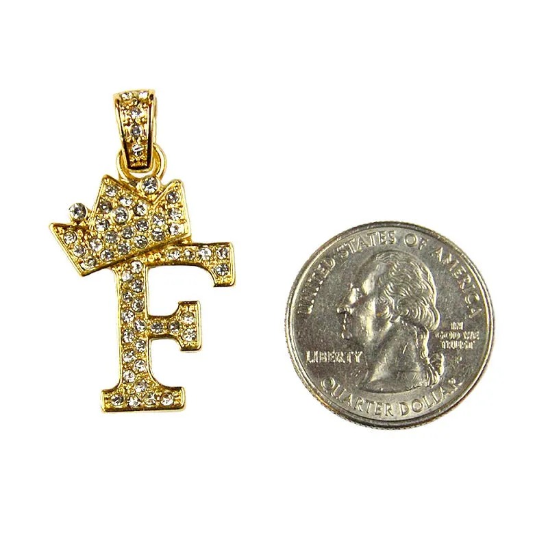 Gold Plated Rope Chain with Clear Rhinestone Initial " F " Charm sold by Oh My Jewelry