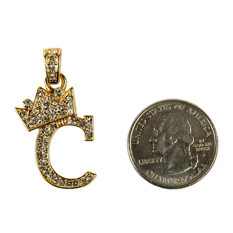 Gold Plated Rope Chain with Clear Rhinestone Initial " C " Charm sold by Oh My Jewelry