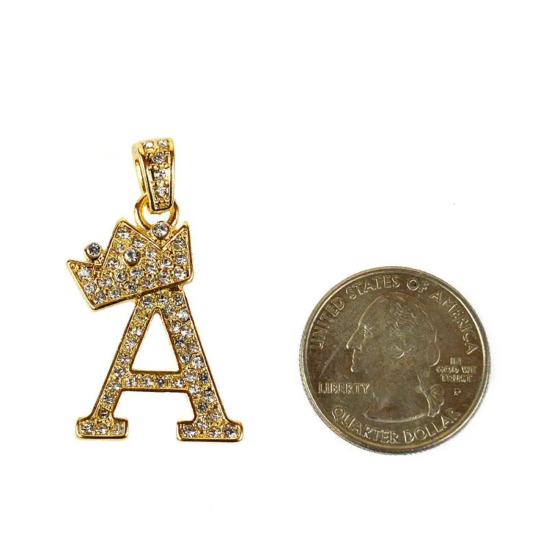 Gold Plated Rope Chain with Clear Rhinestone Initial " A " Charm sold by Oh My Jewelry