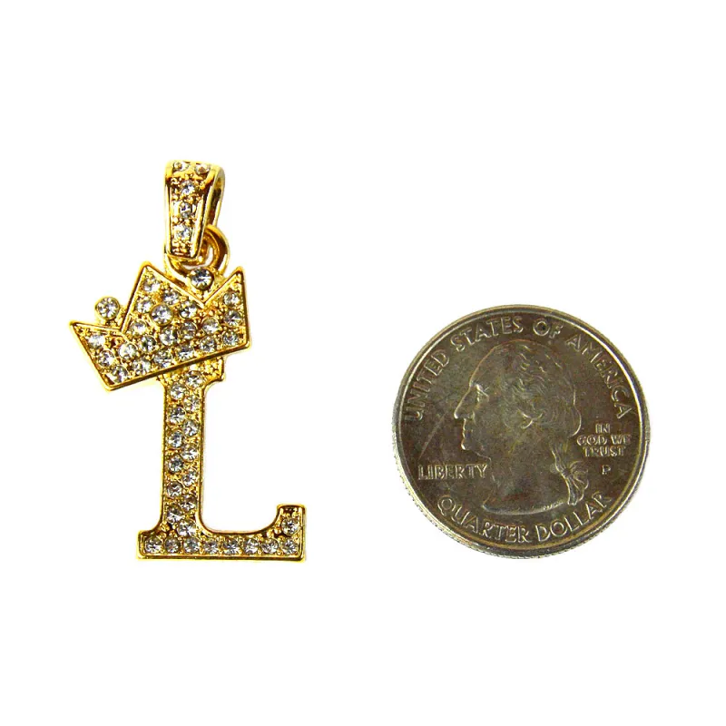 Gold Plated Rope Chain with Clear Rhinestone Initial " L " Charm sold by Oh My Jewelry