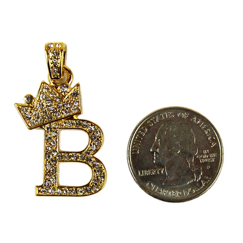 Gold Plated Rope Chain with Clear Rhinestone Initial " B " Charm sold by Oh My Jewelry