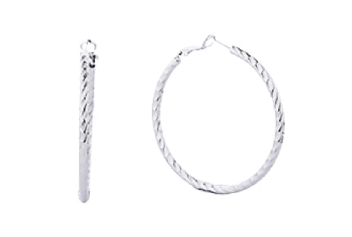 White Gold Dipped Hoop Earrings ( 310009 SLV-5 ) sold by Oh My Jewelry