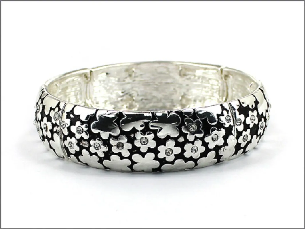 Silver Stretch Bracelet Clear Stones ( 03398 ASCRY ) sold by Oh My Jewelry