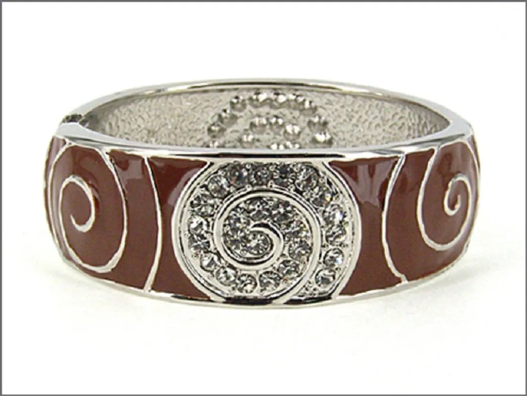 Silver Brown Bangle Clear Stones ( 00940 RDBRN ) sold by Oh My Jewelry