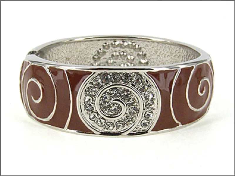 Silver Brown Bangle Clear Stones ( 00940 RDBRN ) sold by Oh My Jewelry