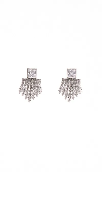 Silver Earrings Clear CZ Cubic Zirconia Stones ( 10897 CLRD ) sold by Oh My Jewelry