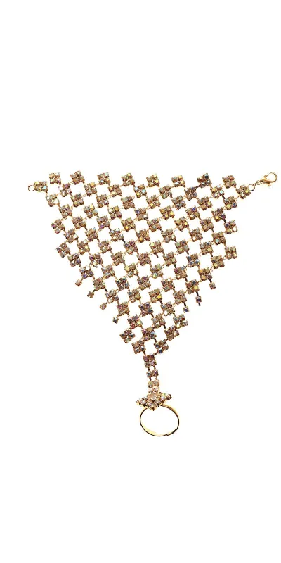 Gold Hand Chain AB Stones ( 30456 ABGD ) sold by Oh My Jewelry