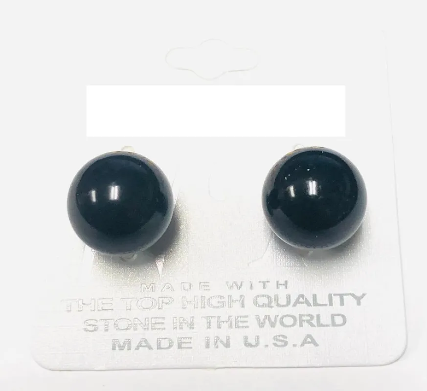 14mm Black Pearl Stud Earrings ( 14BK ) sold by Oh My Jewelry