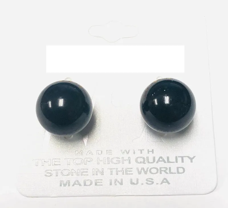 14mm Black Pearl Stud Earrings ( 14BK ) sold by Oh My Jewelry