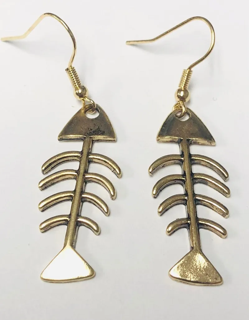 Gold Bone Fish Earrings ( 5551 ATGD ) sold by Oh My Jewelry