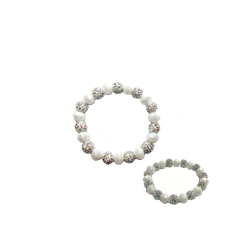 10MM RHINESTONE White CRYSTAL BEADED STRETCH BRACELET ( 03 11 ) sold by Oh My Jewelry