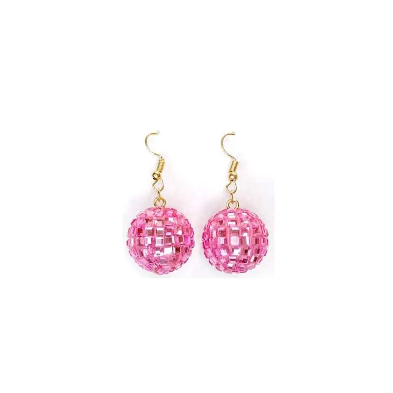 Pink Mirror Ball Earrings ( 80 24 ) sold by Oh My Jewelry